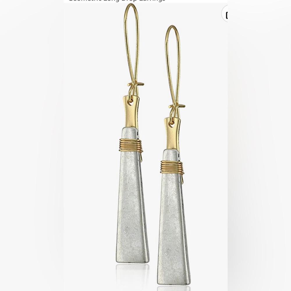 Robert Lee Morris 2.5” long drop silver and gold tone mixed earrings NIB